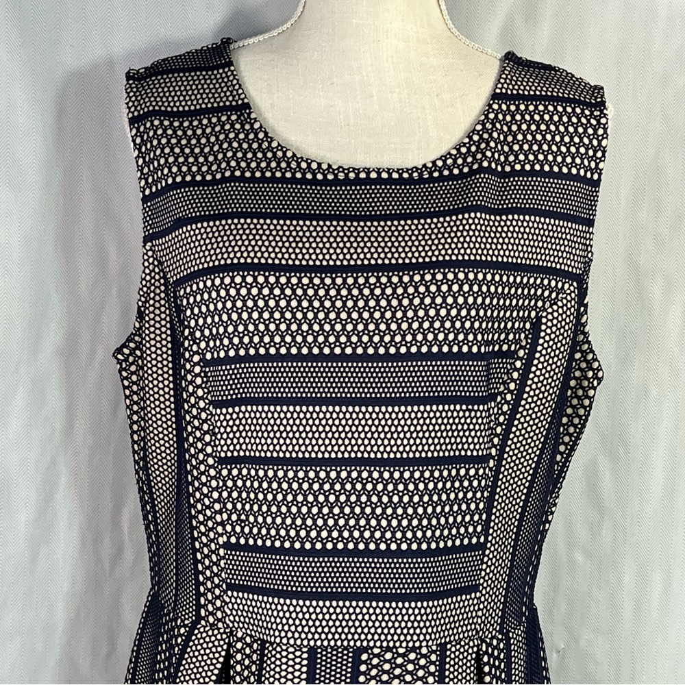 Monteau Blue Overlay Tan Lining Sleeveless Fit & Flare Dress Plus Size XXL - Picture 2 of 11